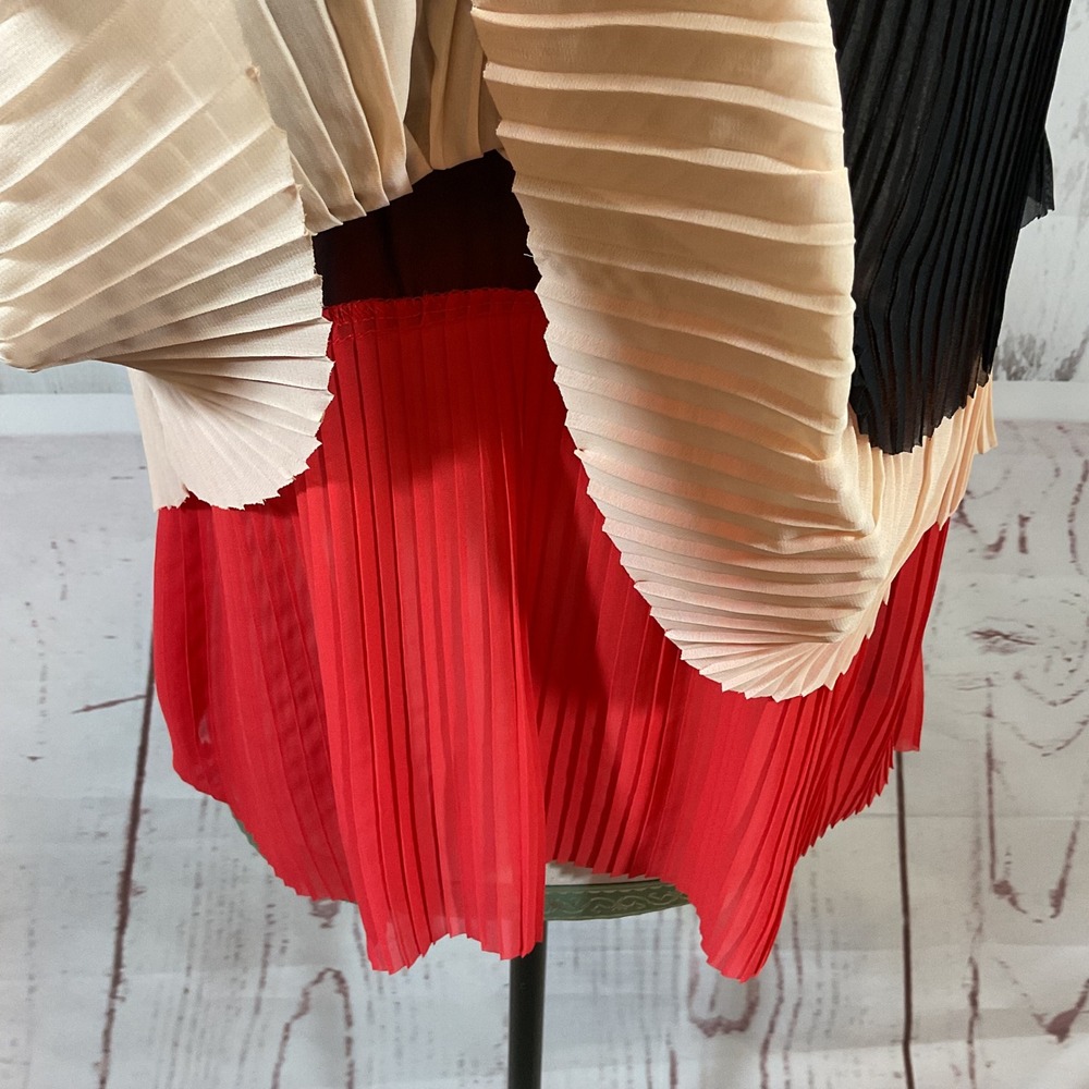 Patterson J. Kincaid Pleated Cami Top Small Shoulder Tie Retro Swing Colorblock - Picture 7 of 16